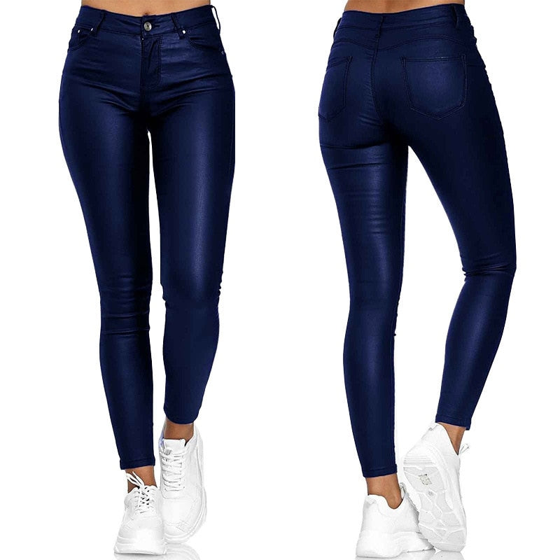 Leather stretch pants with high waist – Raffaela