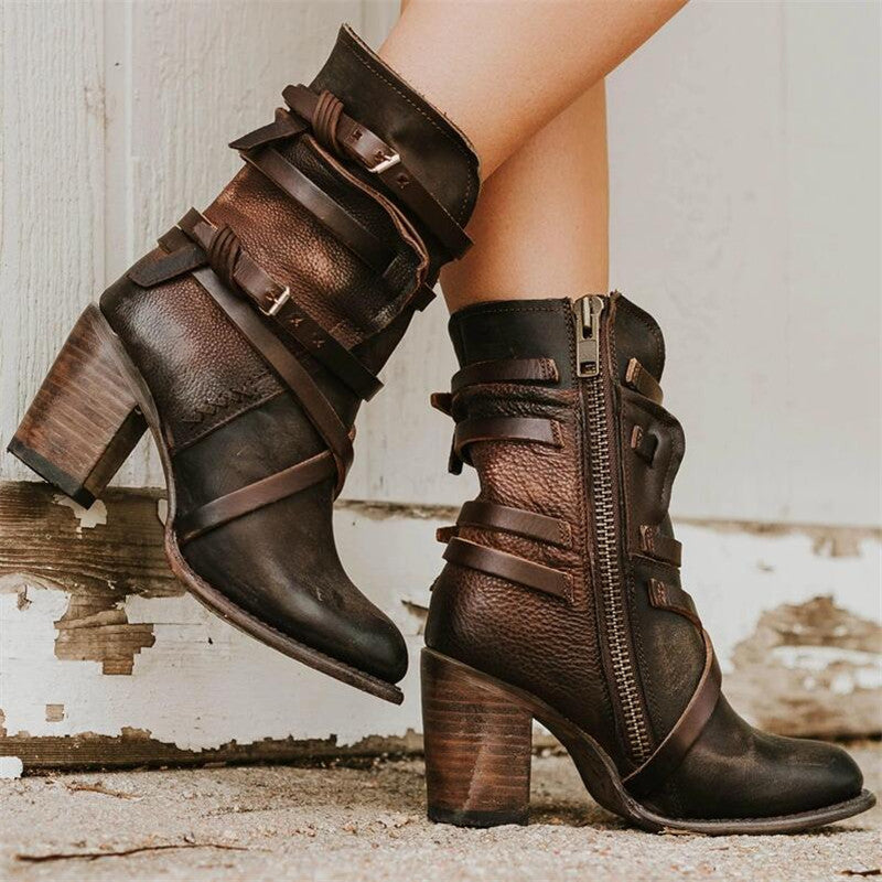 Leather Women's Ankle Boots with Orthopedic Heel – Chiara