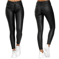 Leather stretch pants with high waist – Raffaela