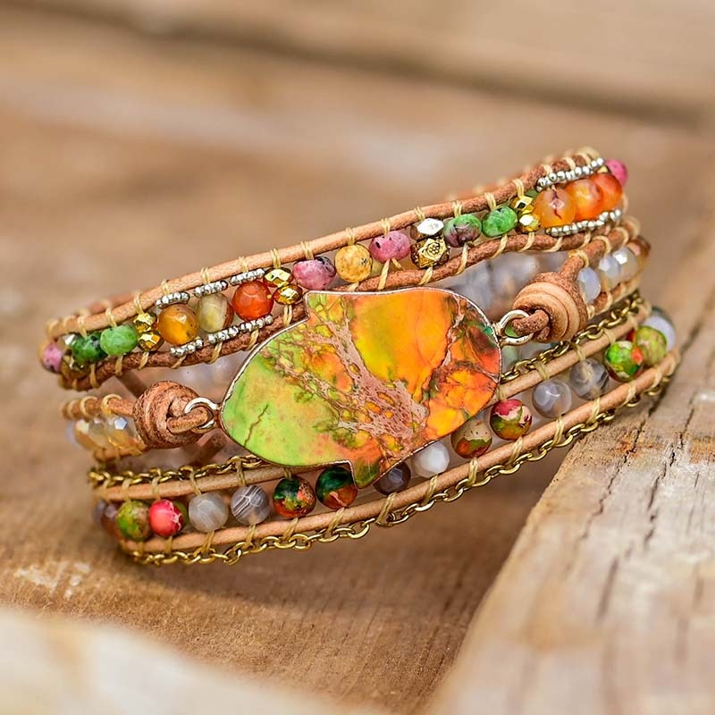 Hamsa Wrap Bracelet with Amazonite Stone – Zahara