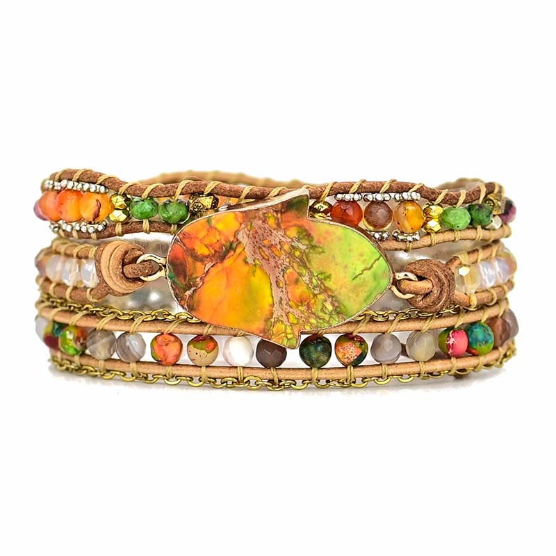 Hamsa Wrap Bracelet with Amazonite Stone – Zahara