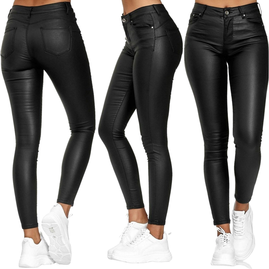 Leather stretch pants with high waist – Raffaela