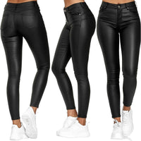 Leather stretch pants with high waist – Raffaela
