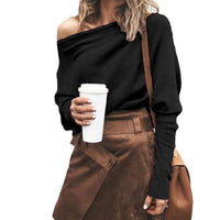 Trendy Off-Shoulder Knit Women's Sweater - Sophie