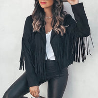 Trendy Suede Women's Jacket with Fringes - Isabella