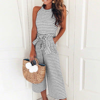 Luftiger & Stilvoller Damen Jumpsuit mit Taillengürtel und Streifen – Nayla