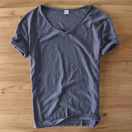 Herren V-Ausschnitt Leinen Shirt – Luca