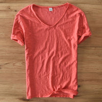 Herren V-Ausschnitt Leinen Shirt – Luca