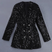 Paillet-blazer-jumpsuit med dobbeltradede knapper – Stella