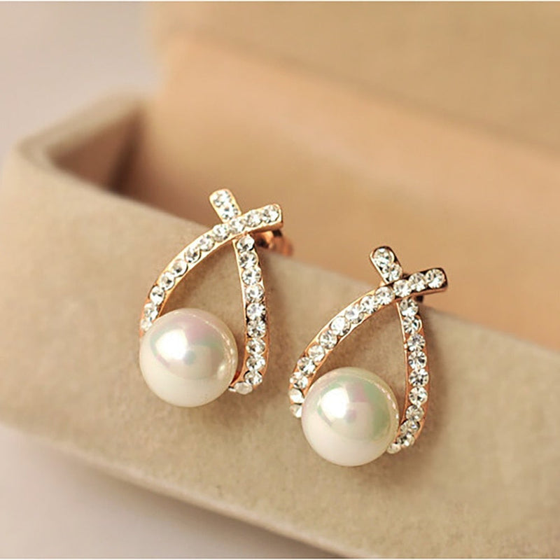 Pendientes de perlas con purpurina elegantes – Marie