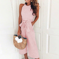 Luftiger & Stilvoller Damen Jumpsuit mit Taillengürtel und Streifen – Nayla