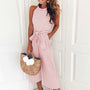 Gestreifter Sommer-Jumpsuit für Damen mit weitem Bein und V-Ausschnitt – Alina