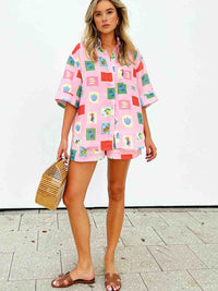 Trendy summer combo of colorful blouse and shorts - SonneSet