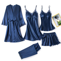 Satin Sleep Set for Women 5-piece with Lace – Amara