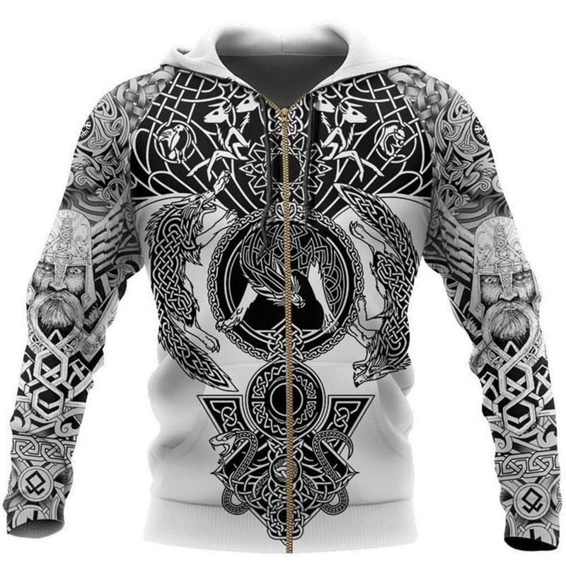 Viking Hoodie with Rune and Warrior Motifs – Eirik
