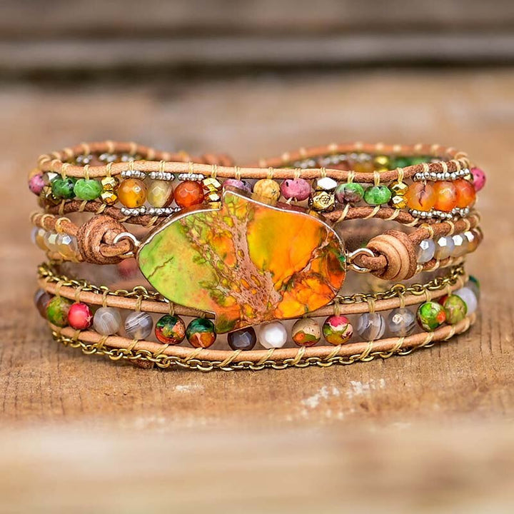 Hamsa Wrap Bracelet with Amazonite Stone – Zahara