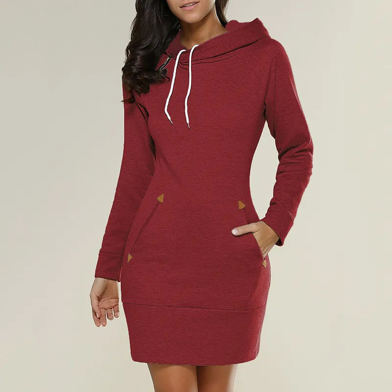 Hooded Sweat Dress with Pockets – Isabella