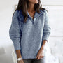 Herbstlicher strukturierter Damen Halbzip-Pullover mit langen Ärmeln – Noelle
