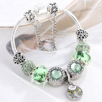 Pulsera de plata de ley con cristales verdes - Isla