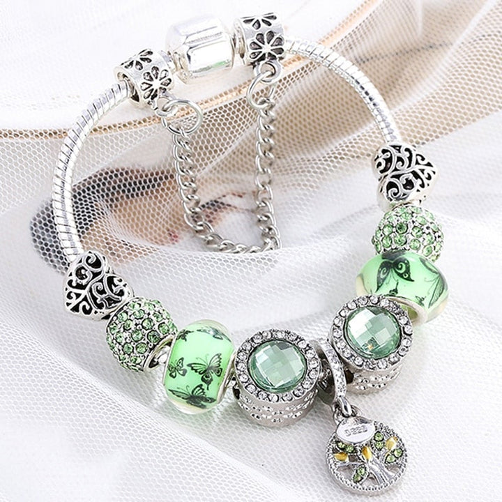 Pulsera de plata de ley con cristales verdes - Isla