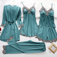 Satin Sleep Set for Women 5-piece with Lace – Amara