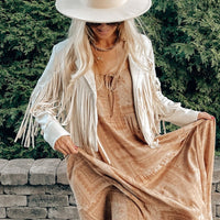 Trendy Suede Women's Jacket with Fringes - Isabella