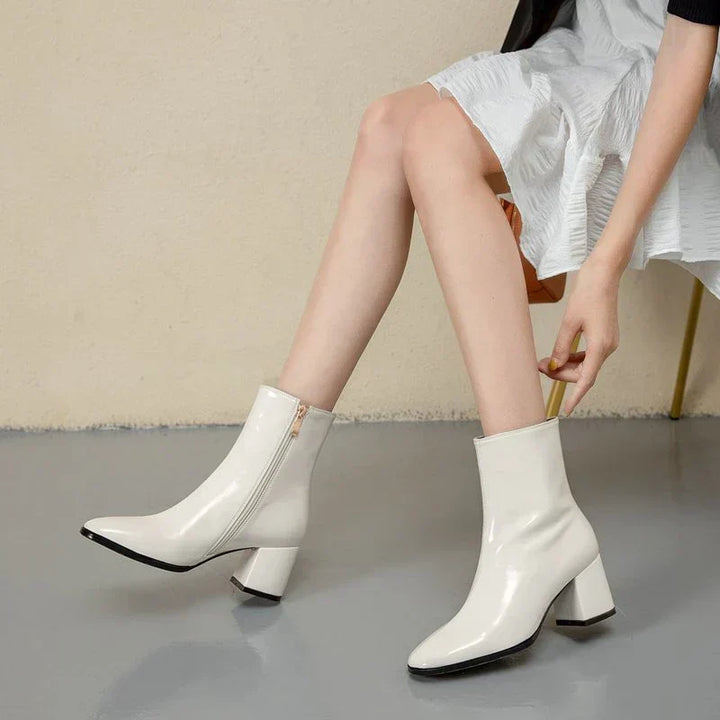 Trendy Patent Leather Women's Ankle Boots - Luna
