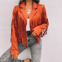 Trendy Suede Women's Jacket with Fringes - Isabella
