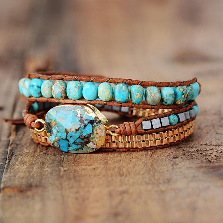 Turquoise Soothing Energy Wrap Bracelet - Elara