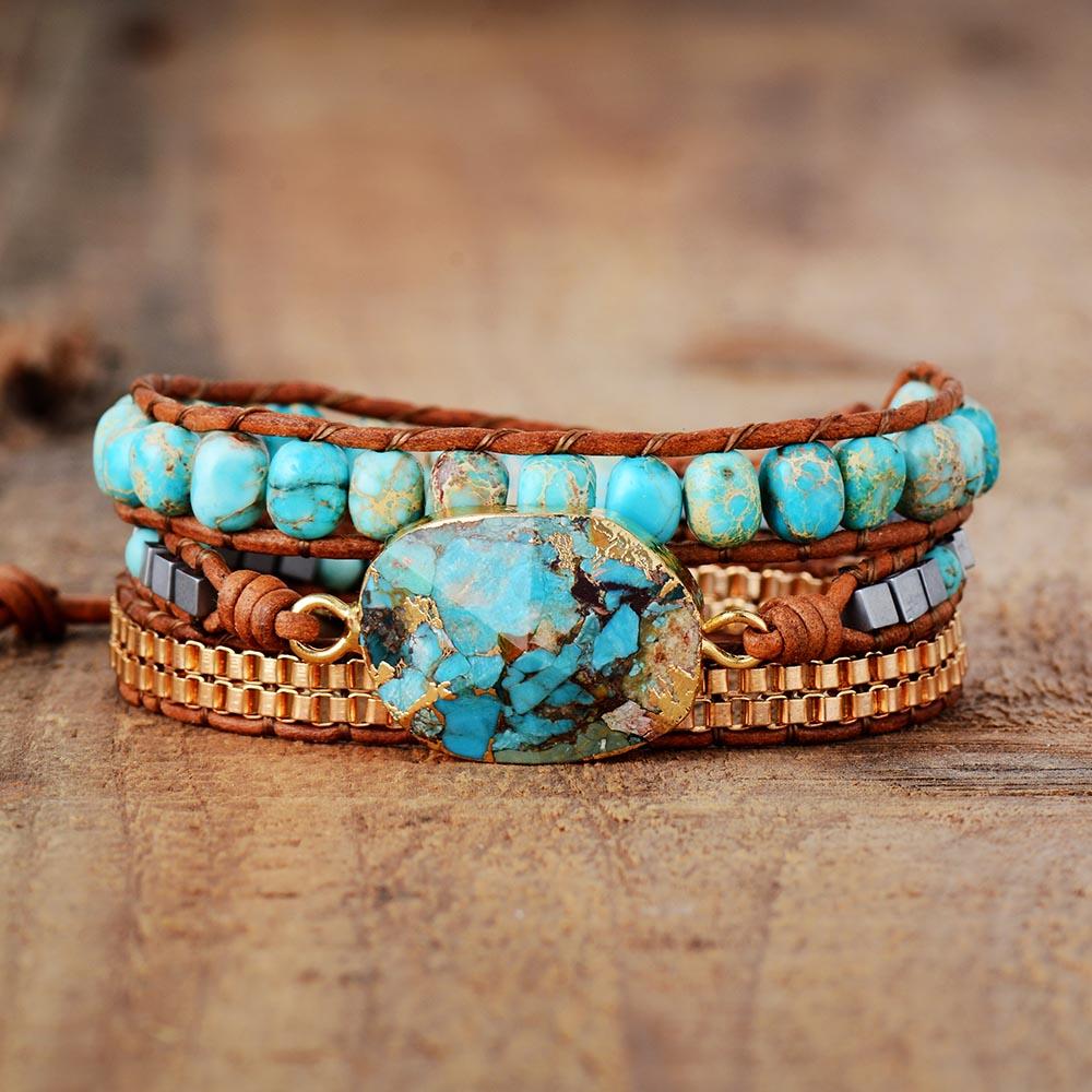 Turquoise Soothing Energy Wrap Bracelet - Elara