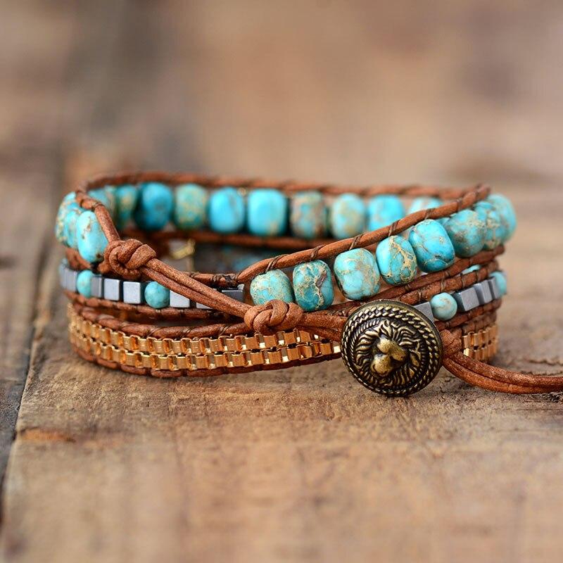 Turquoise Soothing Energy Wrap Bracelet - Elara