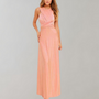 Damen Wickelkleid Rosa, festlich, ärmellos, lang, ideal für Hochzeit, elegantes Design.