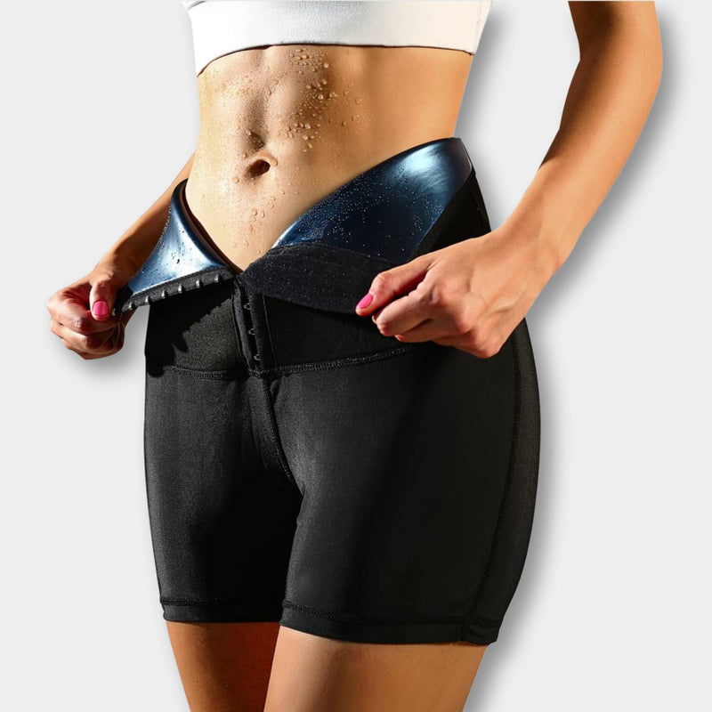 High-waisted sauna sweatpants with waist trainer - SweatSculpt