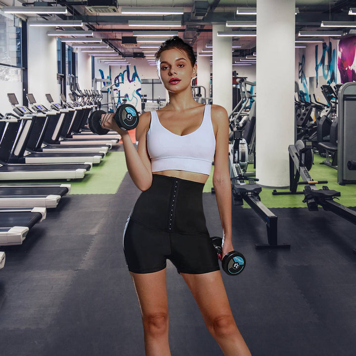 High-waisted sauna sweatpants with waist trainer - SweatSculpt