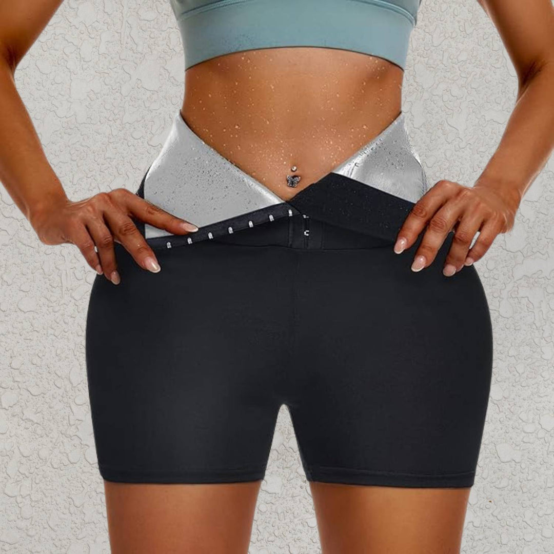 High-waisted sauna sweatpants with waist trainer - SweatSculpt