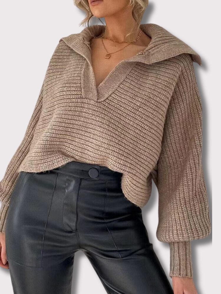 Knitted V-neck Sweater - Isolde