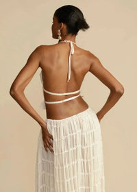 Conjunto de verano de dos piezas para mujer con falda bohemia y top sin hombros – Alina