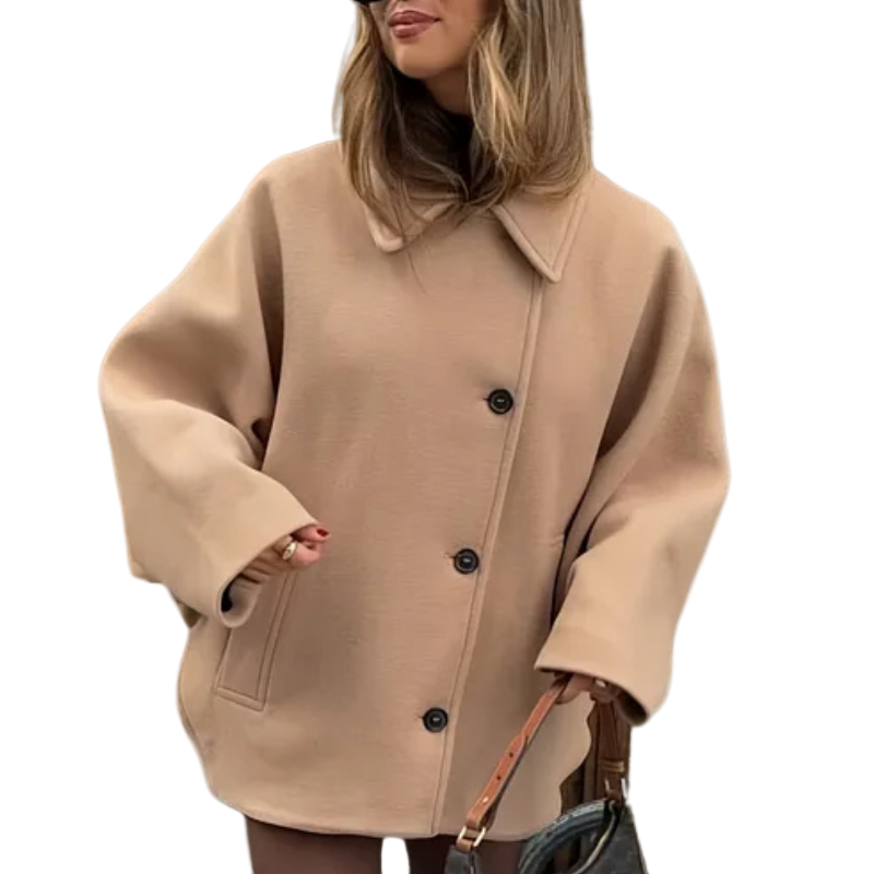 Dame overgangsjakke i oversized look med knaplukning – Selina