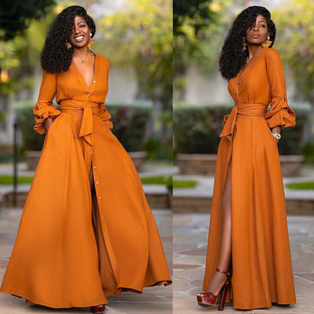 Vintage Wickel Maxi Kleid mit Gürtel – Prynella