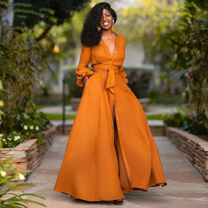 Vintage Wickel Maxi Kleid mit Gürtel – Prynella