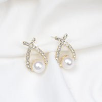 Pendientes de perlas con purpurina elegantes – Marie