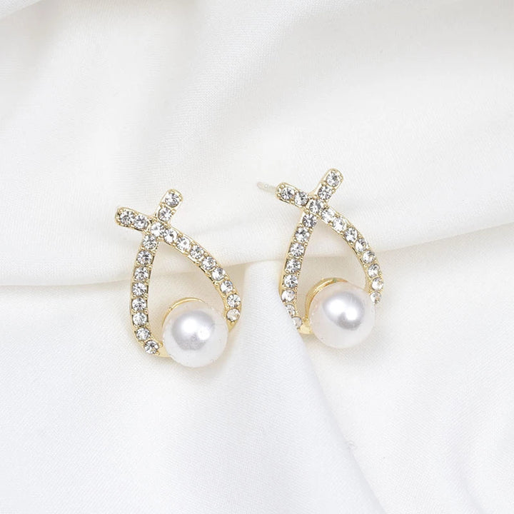 Pendientes de perlas con purpurina elegantes – Marie