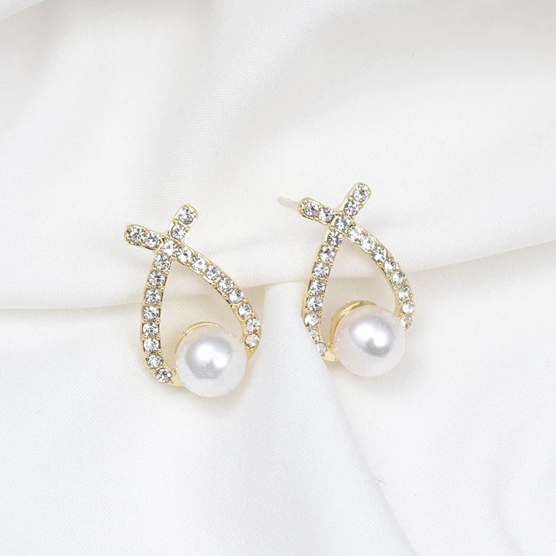 Pendientes de perlas con purpurina elegantes – Marie