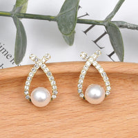 Pendientes de perlas con purpurina elegantes – Marie