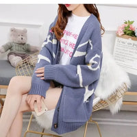 Knitted Cardigan with Playful Print and Button Placket - Nova