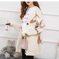 Knitted Cardigan with Playful Print and Button Placket - Nova