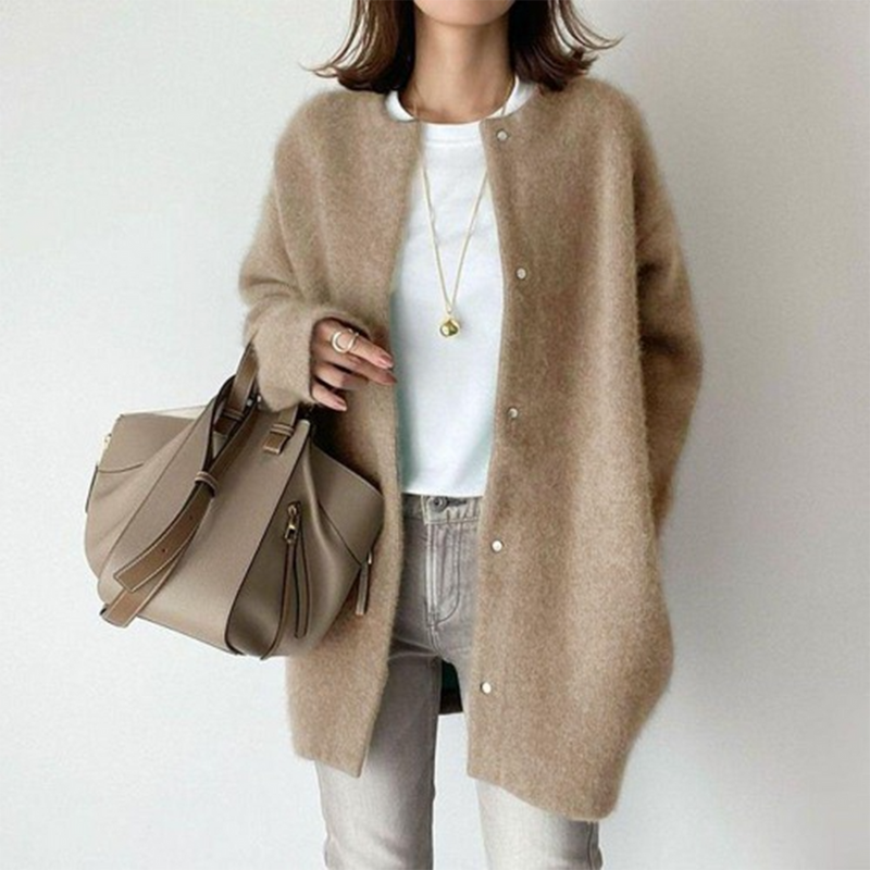 Lange Ärmel Damen Cardigan mit Taschen – Liora