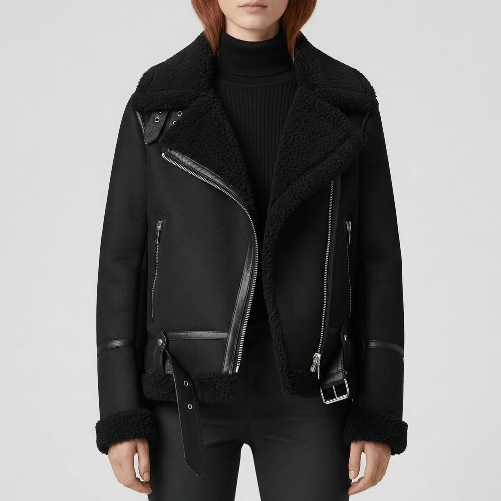 Klassische Lammfell-Inspirierte Jacke - Sophie