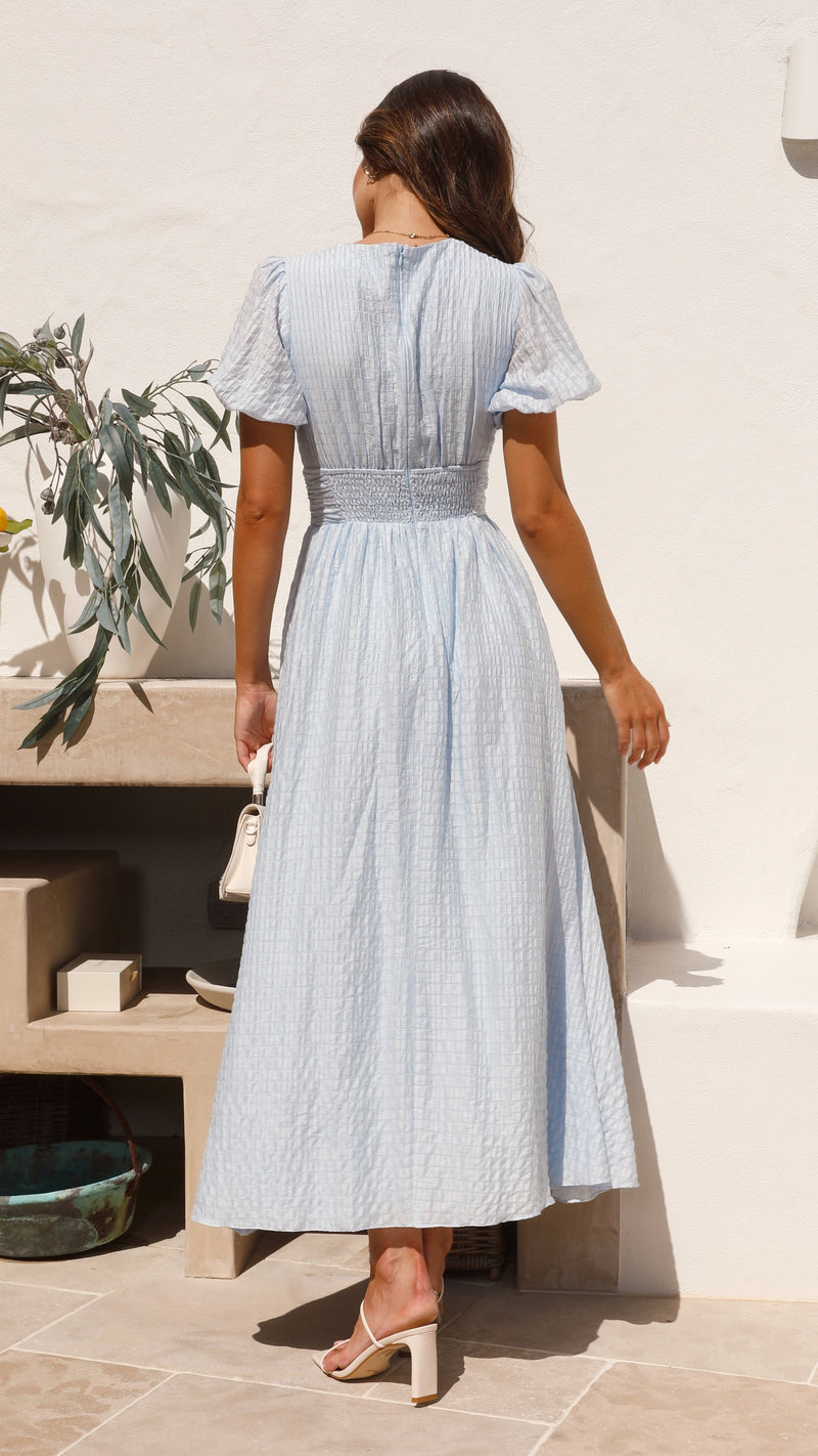 Boho maxi dress with V-neckline and button placket – Yara