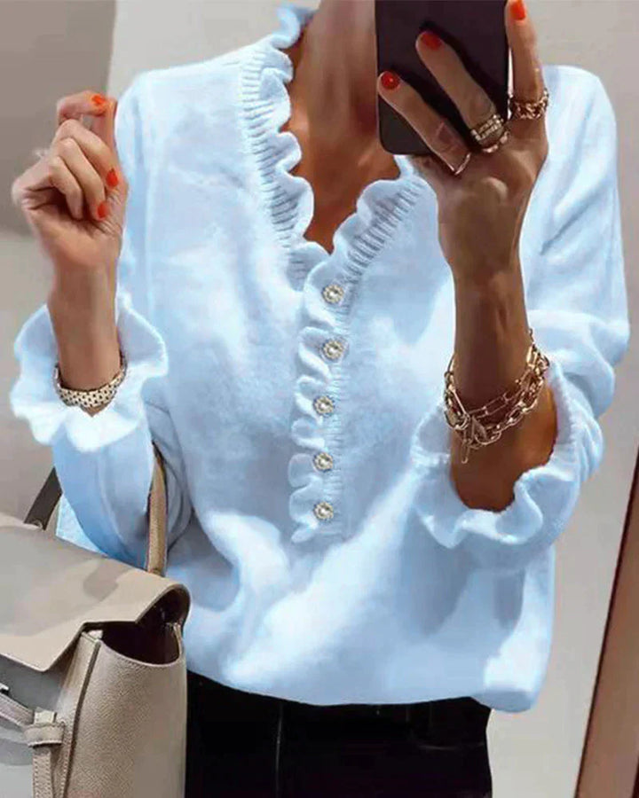 Stylish Sweater with Ruffles - Elodie